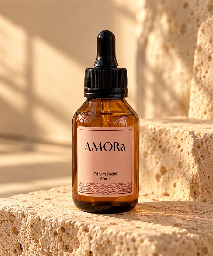 Sérum Facial Amor'a, frasco âmbar com conta-gotas